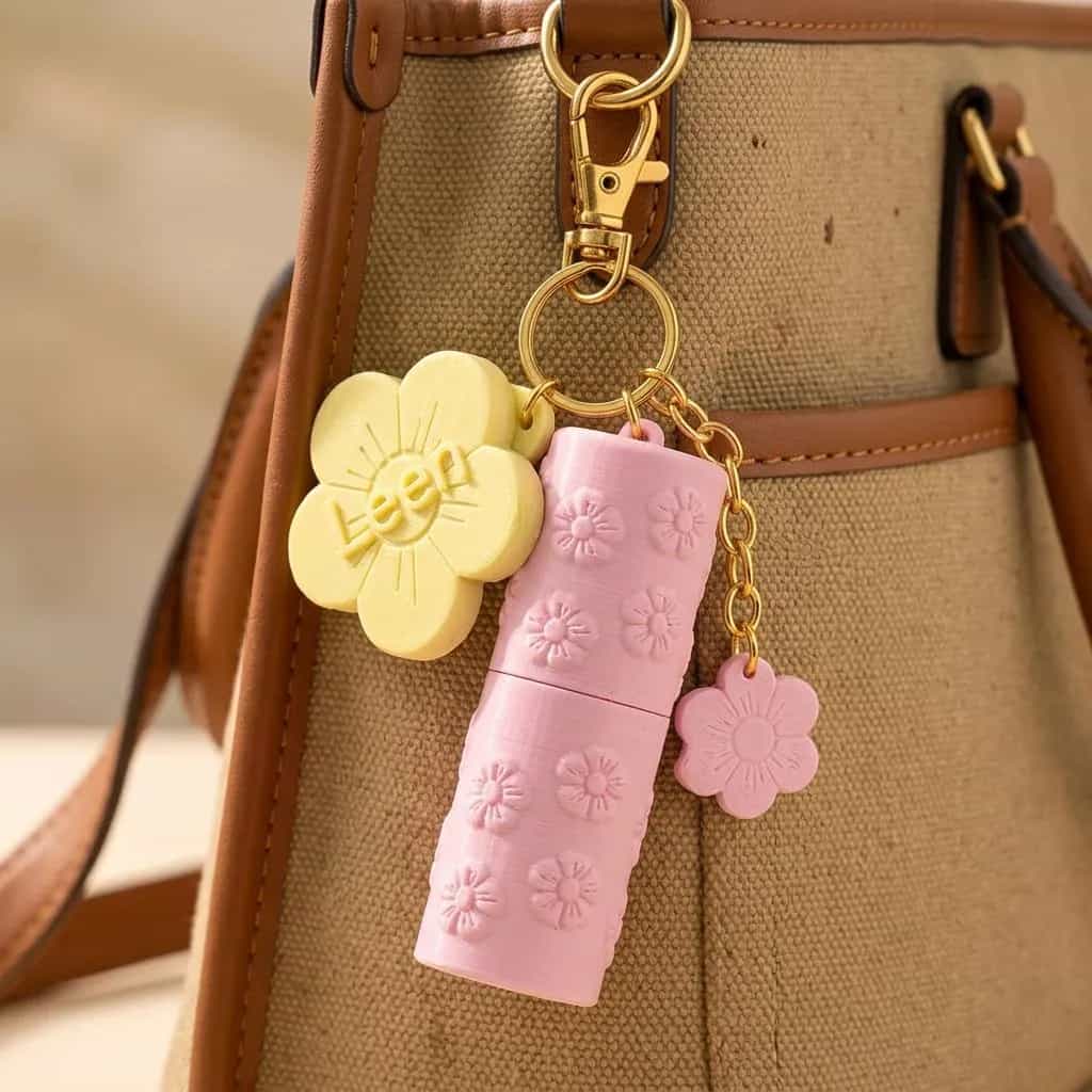 Porte-Rouge à Lèvres Fleur 3D | Porte-Clés Porte-Boîte