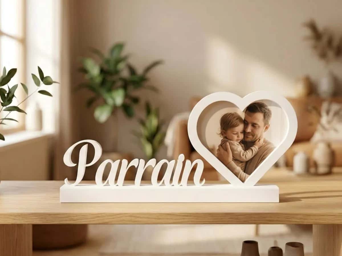 Cadre Photo Personnalisé Parrain Marraine – Cadeau Annonce Grossesse ou Baptême – Cadre en 3D Souvenir Bébé