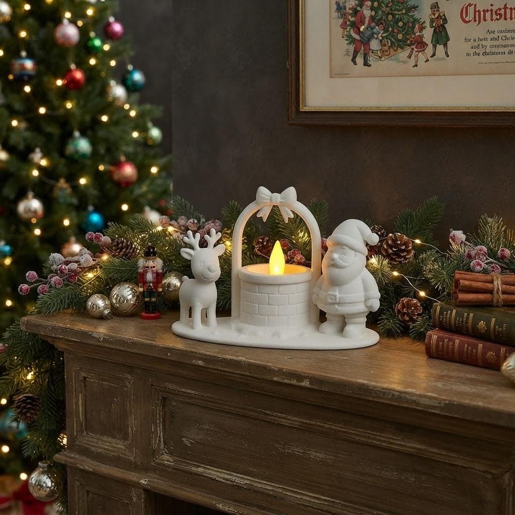 Photophore de Noël Père Noël & Renne Impression 3D | Déco Puits Bougie LED — image 3