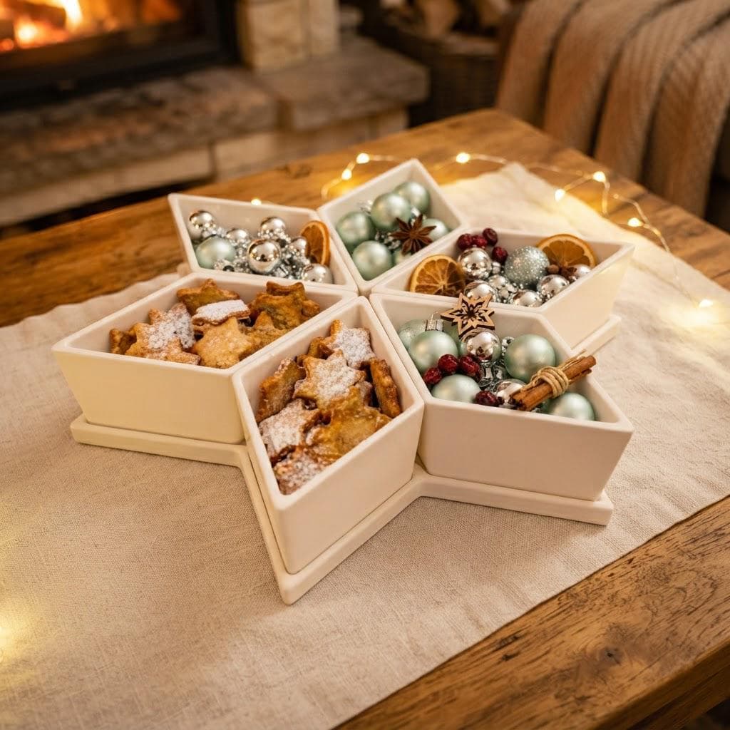 Plateau Apéritif Étoile Imprimé 3D, Plat à Compartiments Friandises & Cacahuètes, Déco Table Fêtes de Noël, Idée Cadeau Crémaillère — image 2