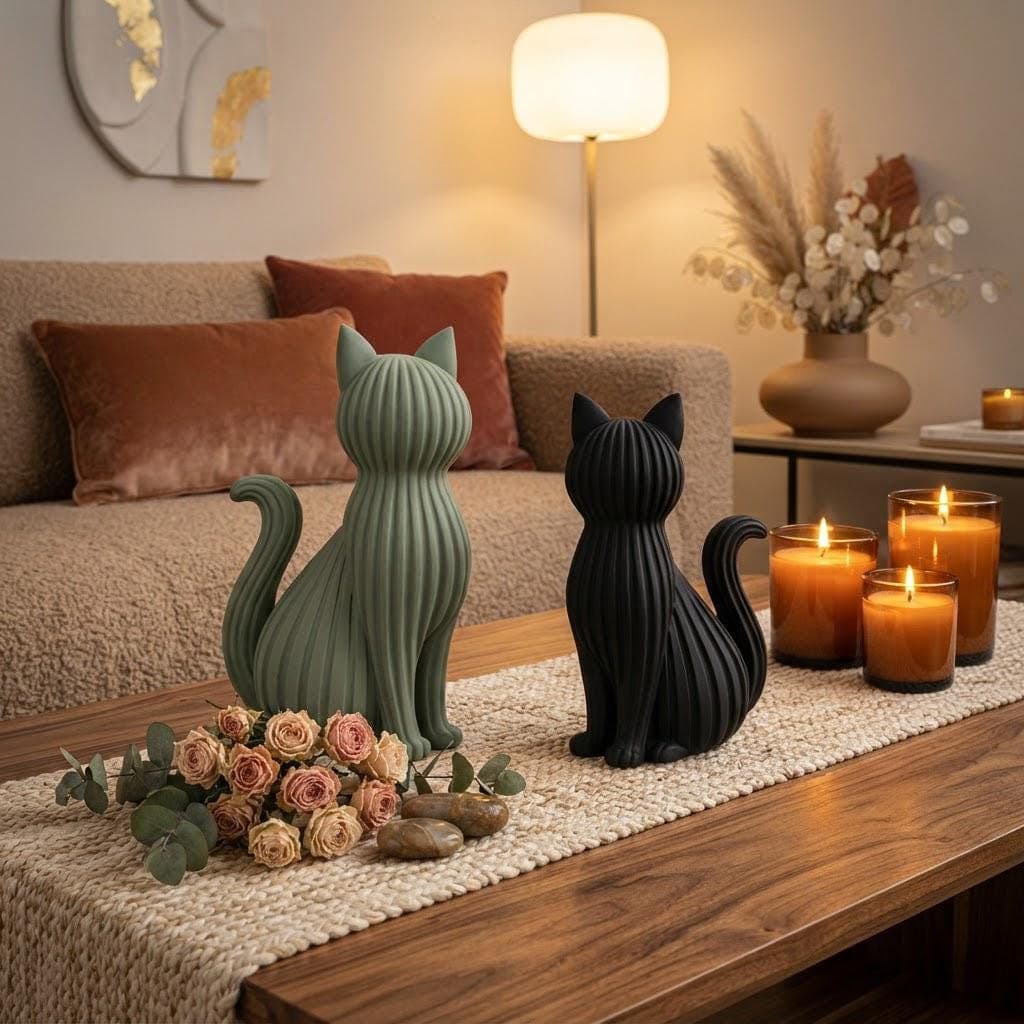 Statuette Chat Impression 3D Design Modern | Déco Intérieur Plus de Coloris Au Choix — image 2