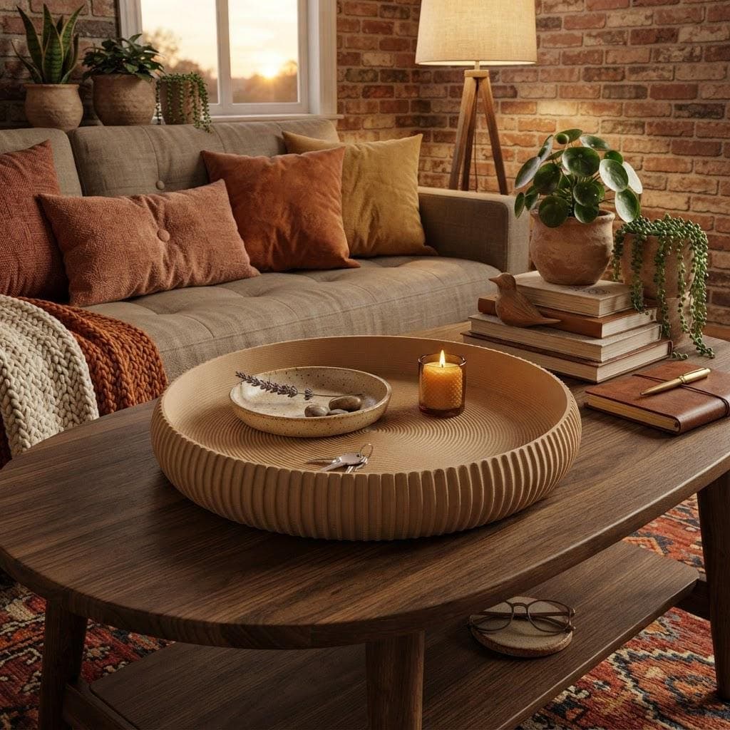 Plateau Décoratif Rond Imprimé en 3D | Vide-Poche Design & Organiseur de Table Basse — image 1