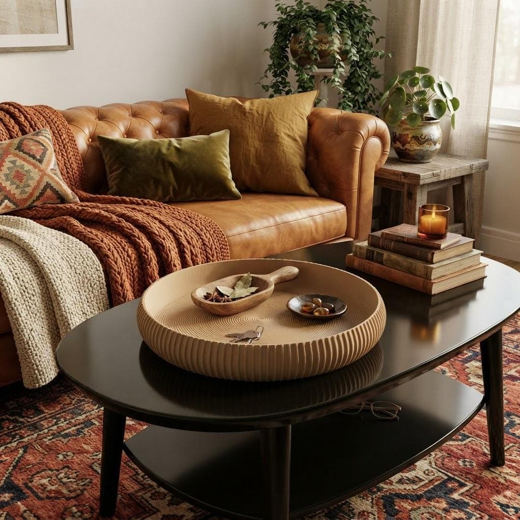 Plateau Décoratif Rond Imprimé en 3D | Vide-Poche Design & Organiseur de Table Basse — image 2