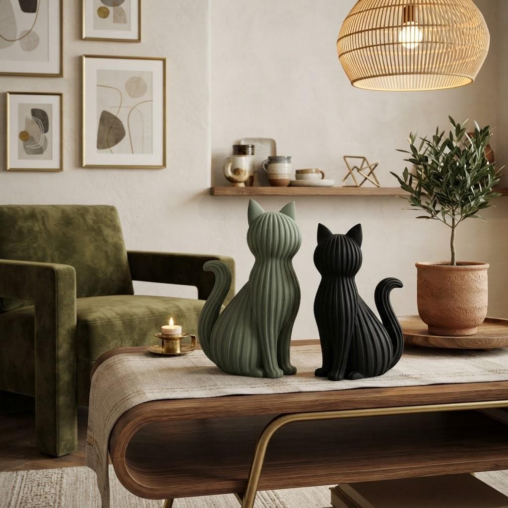 Statuette Chat Impression 3D Design Modern | Déco Intérieur Plus de Coloris Au Choix — image 3
