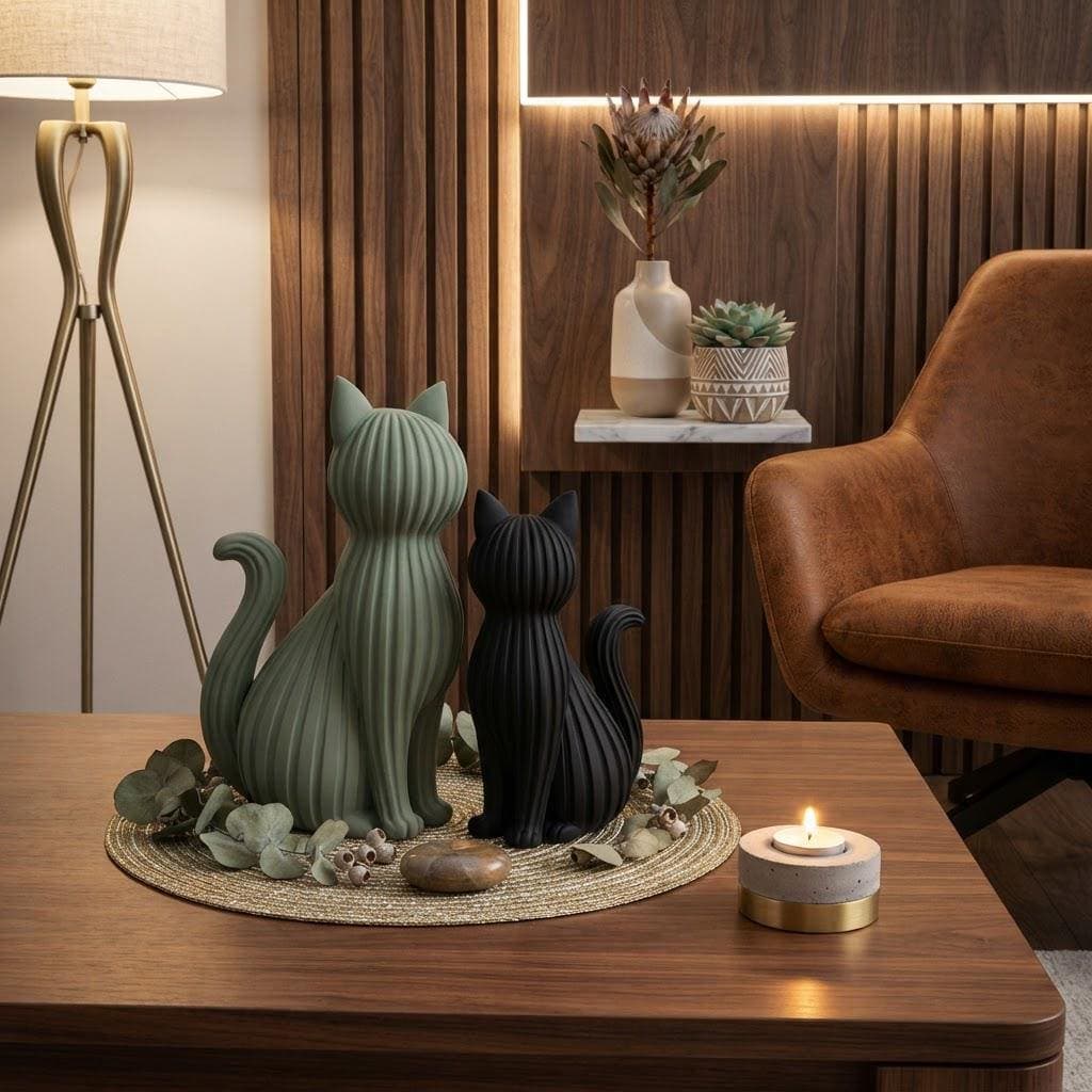 Statuette Chat Impression 3D Design Modern | Déco Intérieur Plus de Coloris Au Choix — image 1