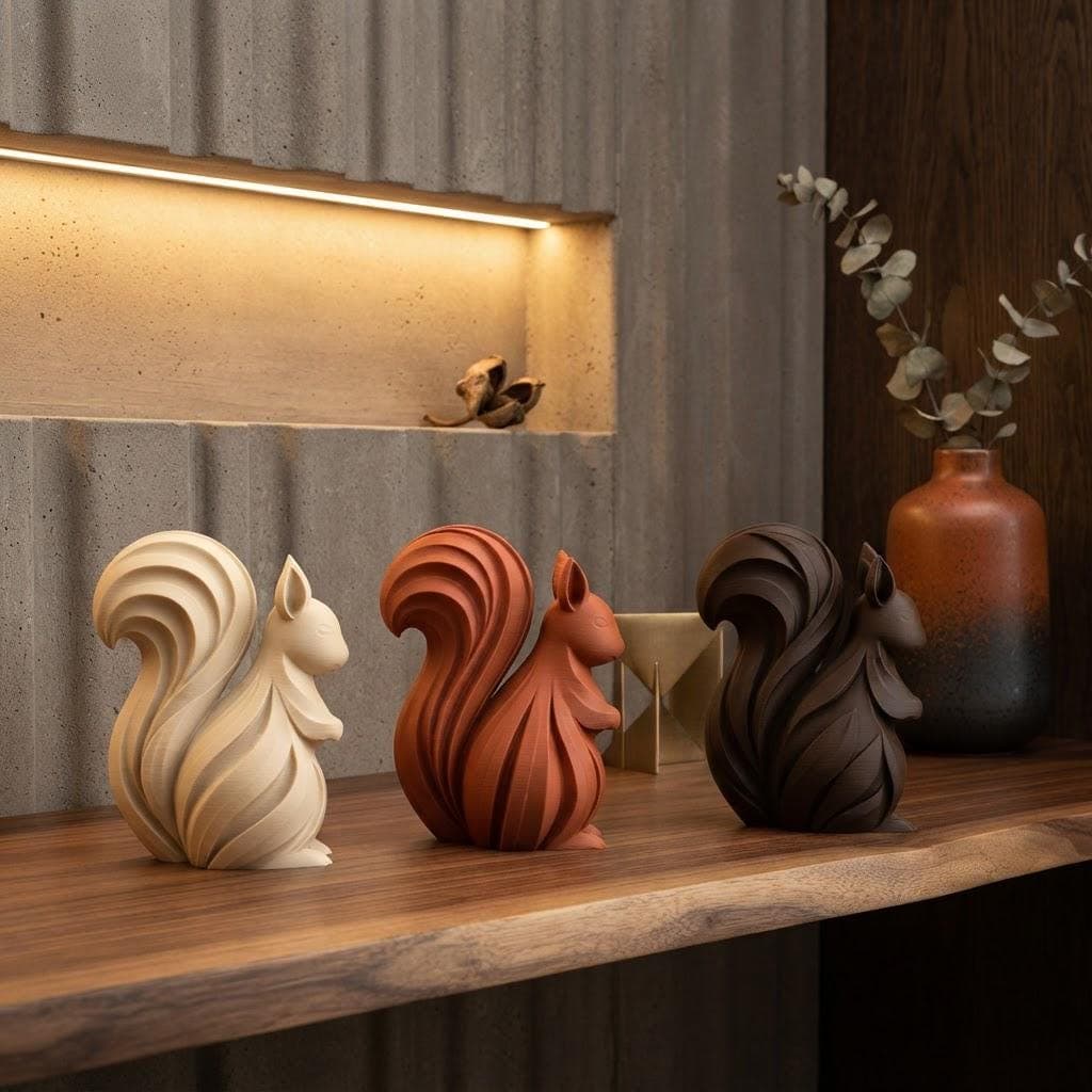 Statuette Écureuil Impression 3D Design | Déco Intérieur Plus de Coloris Au Choix — image 3