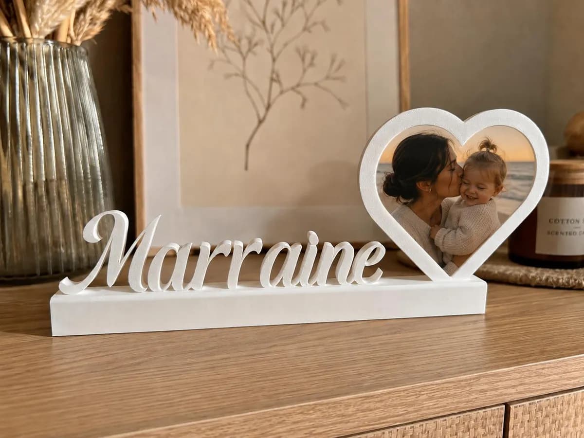 Cadre Photo Personnalisé Parrain Marraine – Cadeau Annonce Grossesse ou Baptême – Cadre en 3D Souvenir Bébé — image 2