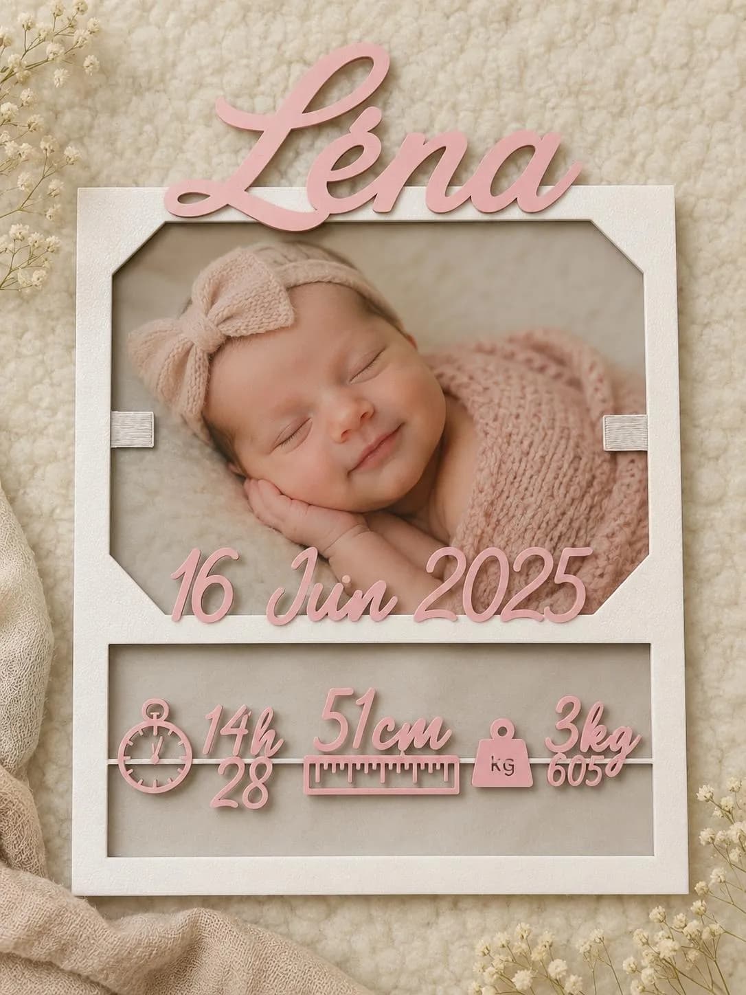 Faire-Part de Naissance Personnalisé en Impression 3D – Cadeau Unique pour Bébé – Décoration de Chambre — image 2