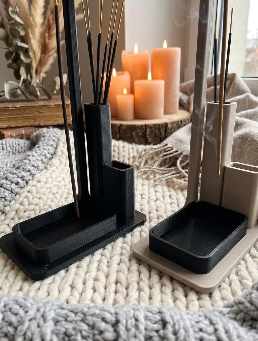 Porte-Encens 3-en-1 Moderne | Support Briquet et Rangement — image 1