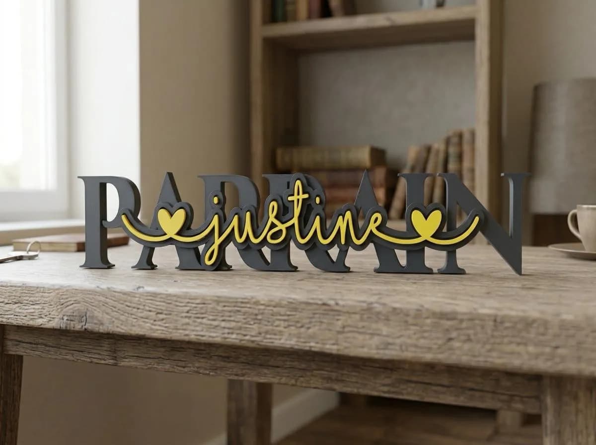 Plaque Prénom Personnalisée Parrain & Marraine en Impression 3D | Cadeau Baptême Personnalisé | Décoration Parrain Marraine | Cadeau Annonce — image 2