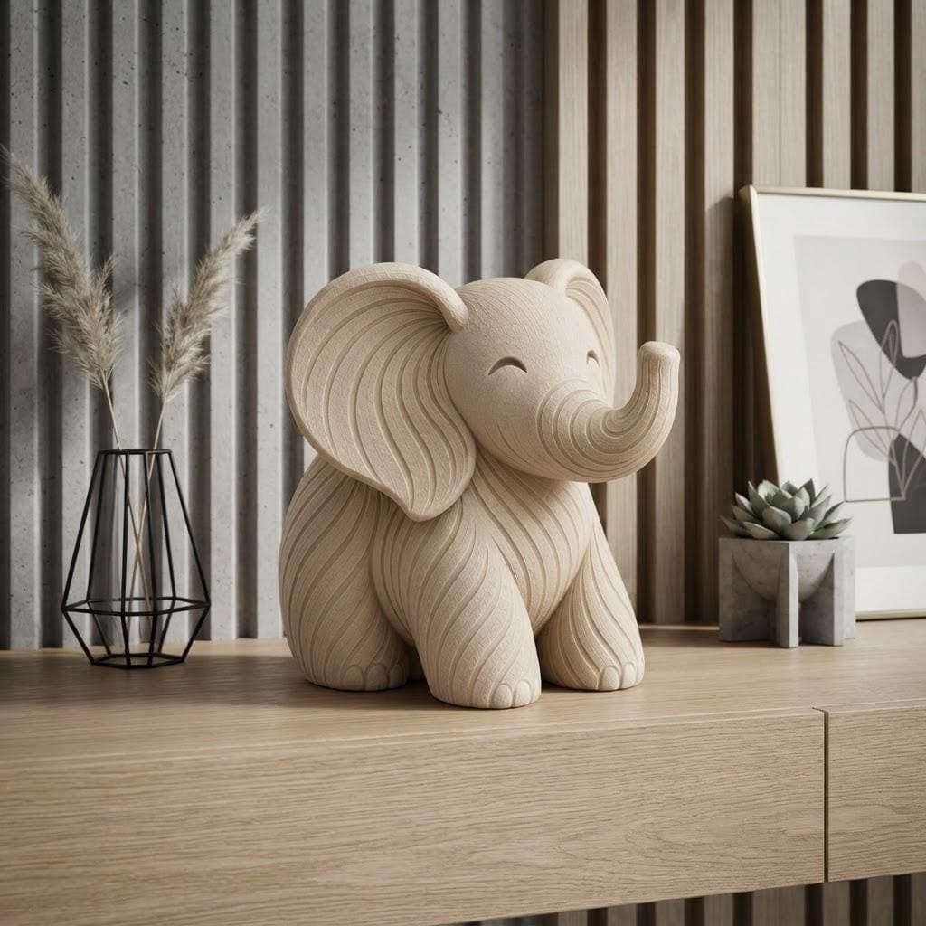 Statuette Éléphant Impresion 3D Design Moderne | Déco Intérieur Minimaliste — image 1