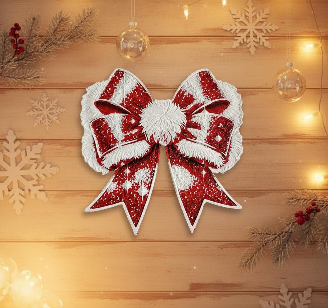 Décoration Nœud de Noël Rouge et Blanc — image 2