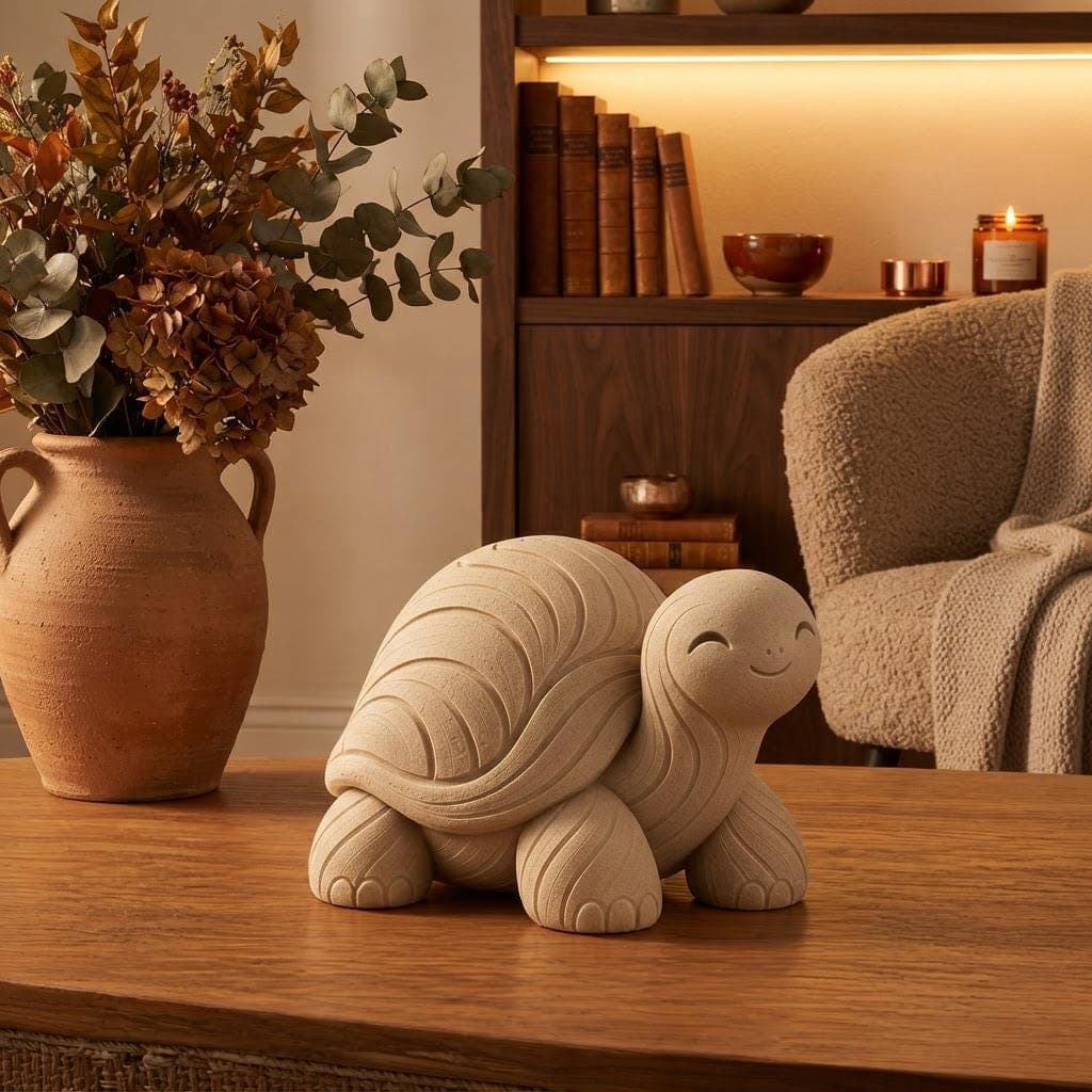 Statue Tortue Mignonne Imprimée en 3D, Figurine Tortue Décoration Cocooning, Sculpture, Idée Cadeau Original & Minimaliste — image 2