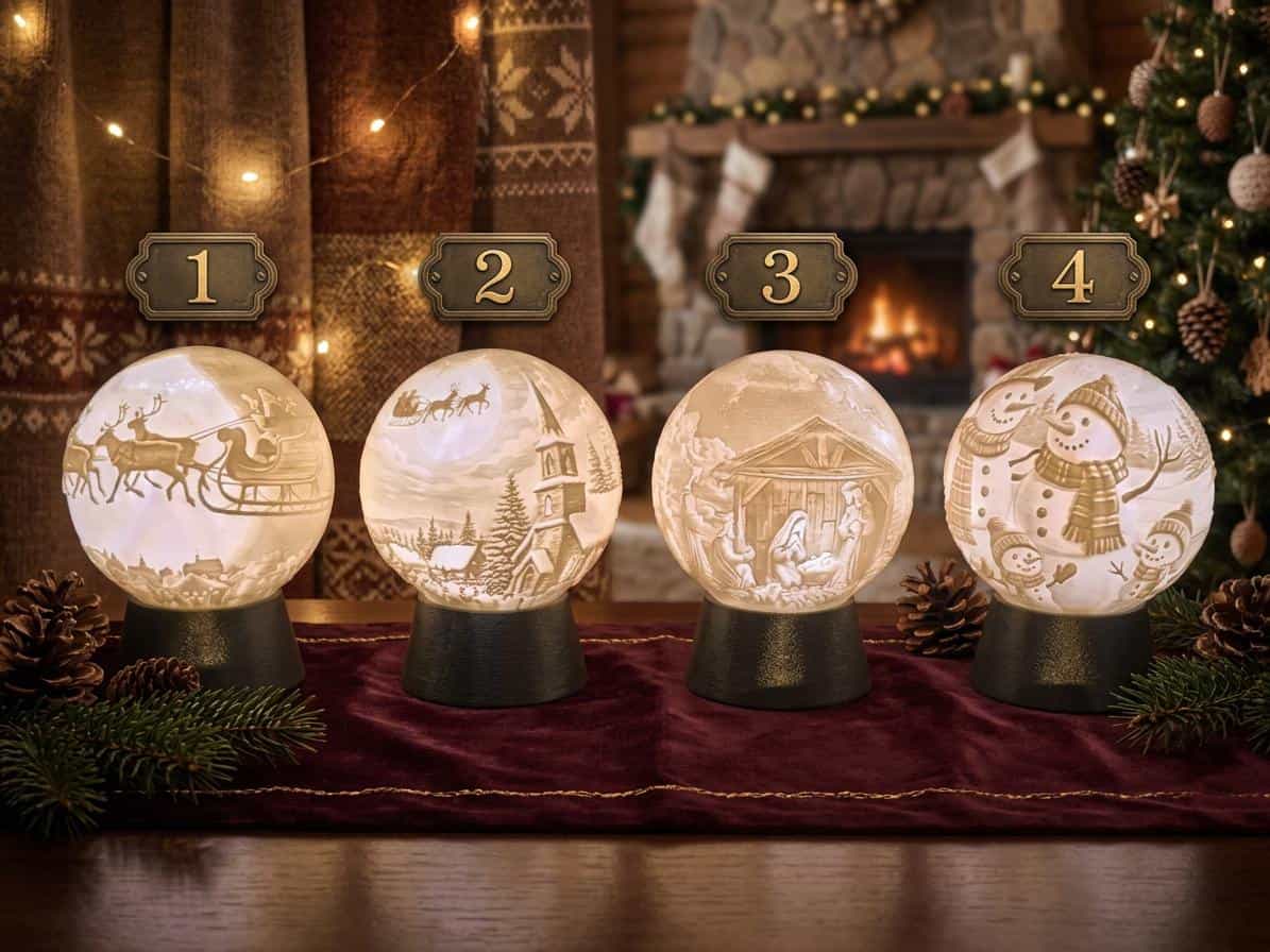 Boule Photophore Lithophane de Noël