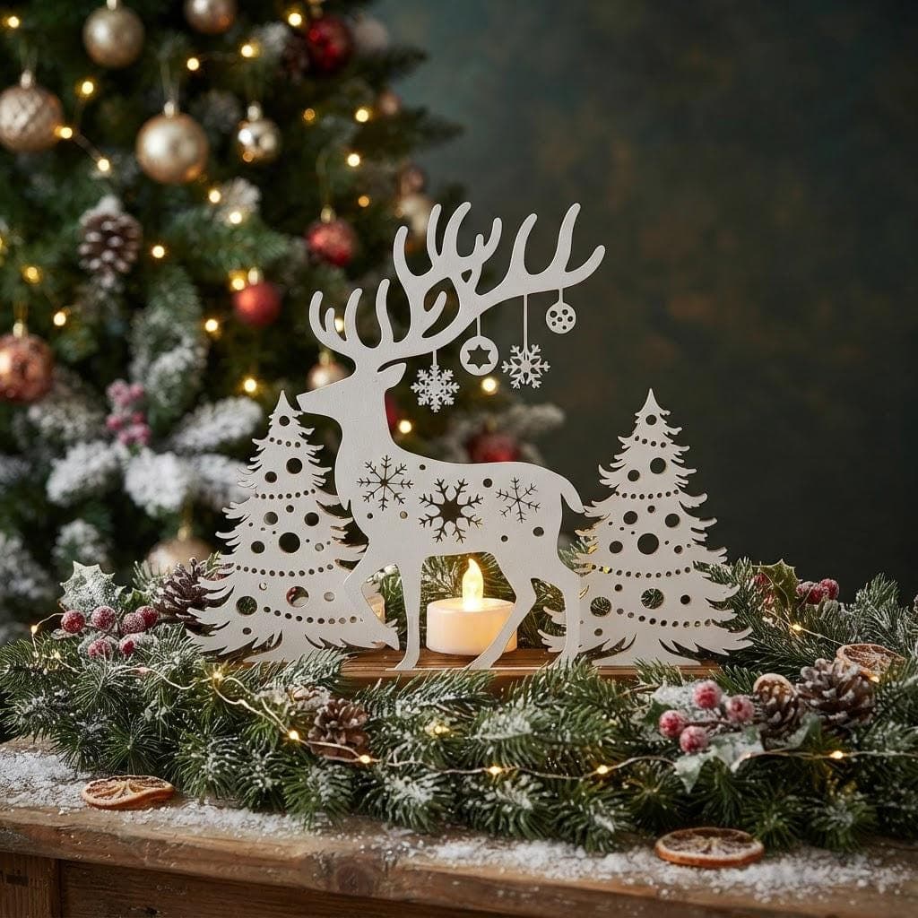 Décoration de Noël Renne & Sapins Impression 3D | Photophore LED Ambiance Festive — image 2