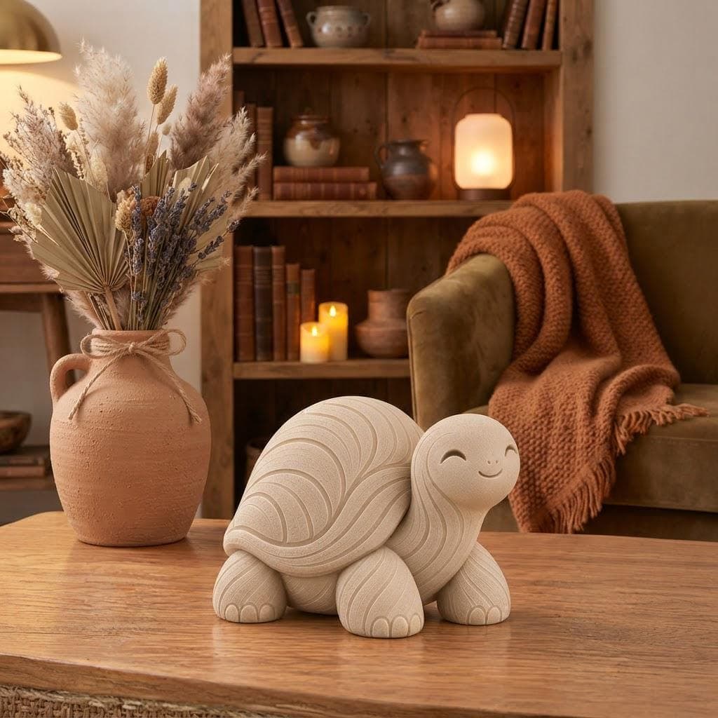 Statue Tortue Mignonne Imprimée en 3D, Figurine Tortue Décoration Cocooning, Sculpture, Idée Cadeau Original & Minimaliste — image 3