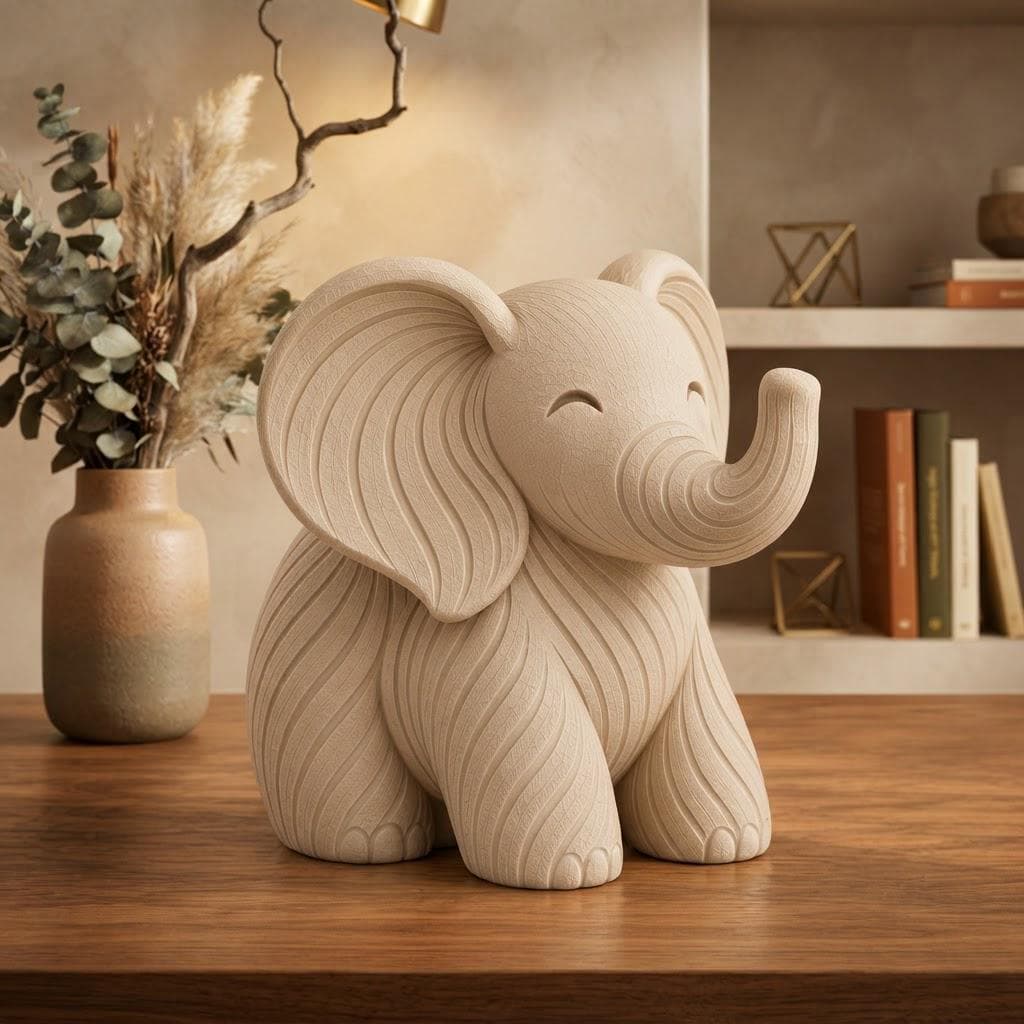 Statuette Éléphant Impresion 3D Design Moderne | Déco Intérieur Minimaliste — image 3