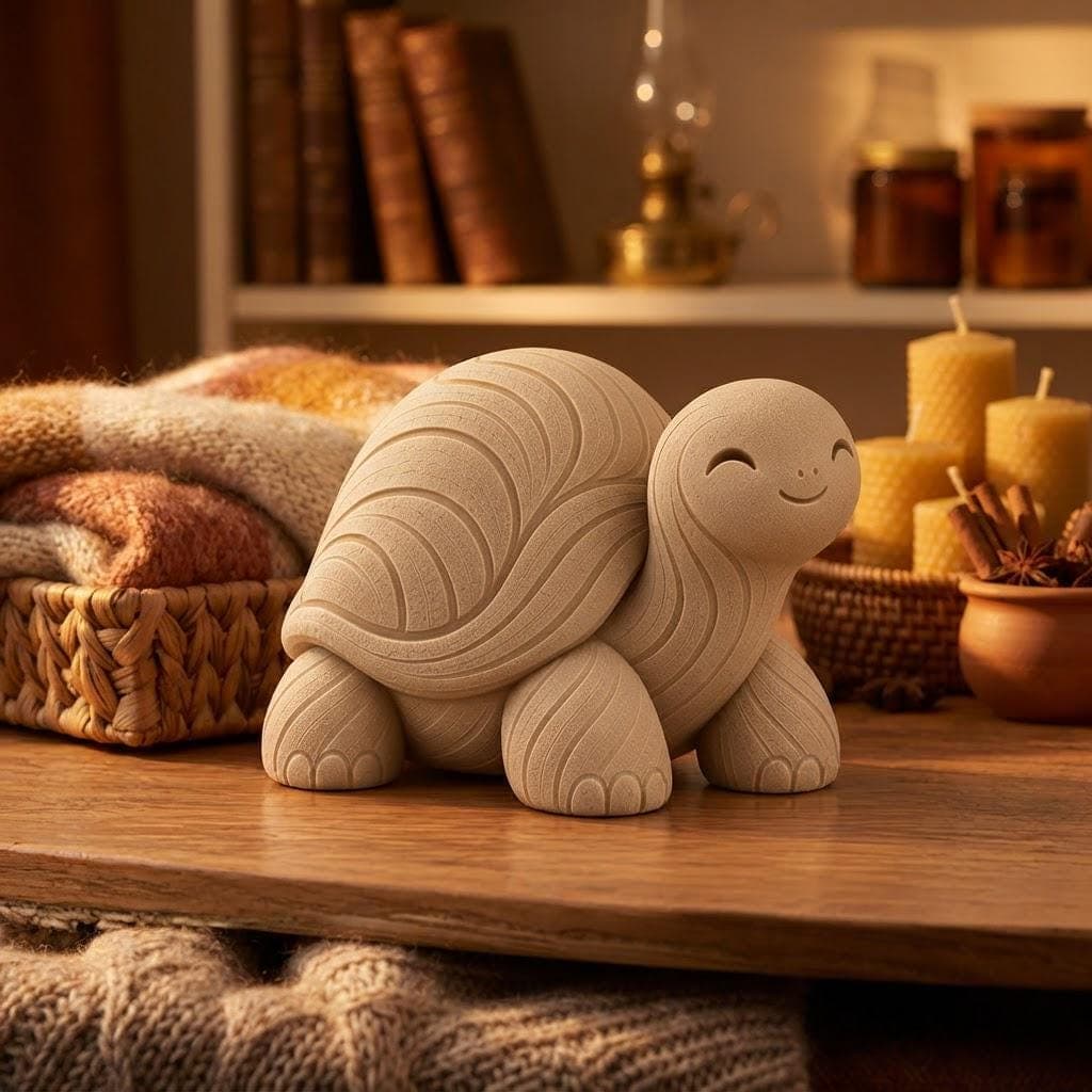 Statue Tortue Mignonne Imprimée en 3D, Figurine Tortue Décoration Cocooning, Sculpture, Idée Cadeau Original & Minimaliste — image 1