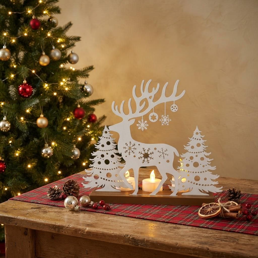 Décoration de Noël Renne & Sapins Impression 3D | Photophore LED Ambiance Festive — image 3