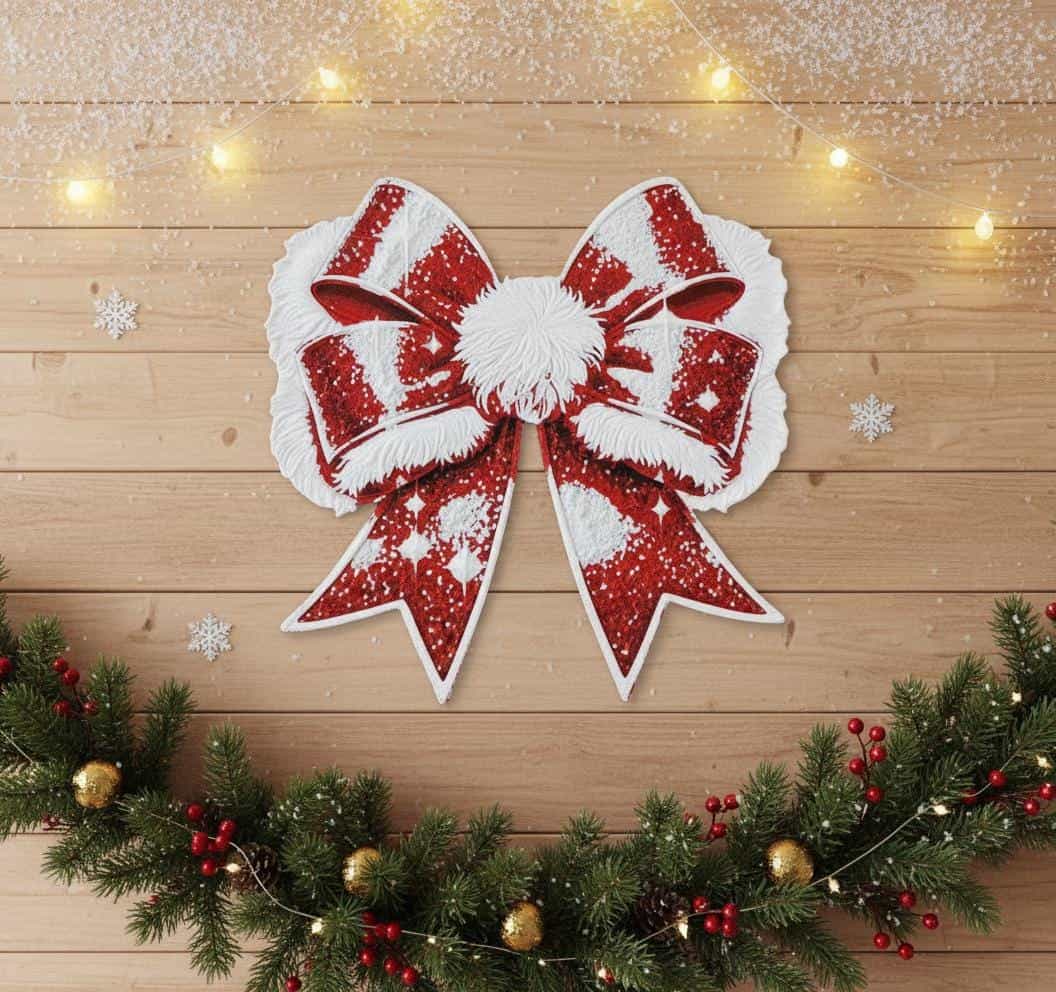 Décoration Nœud de Noël Rouge et Blanc