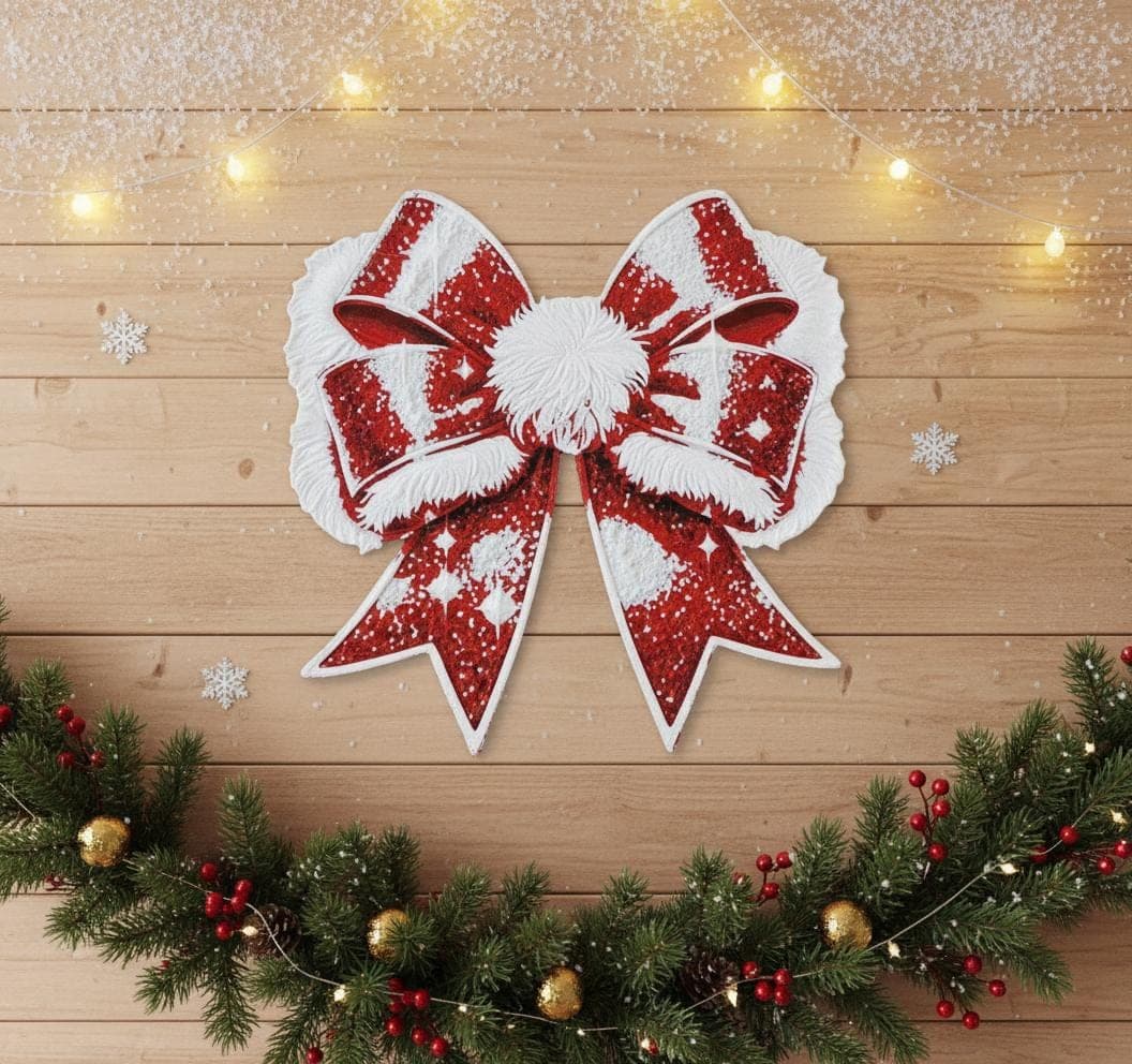 Décoration Nœud de Noël Rouge et Blanc — image 1